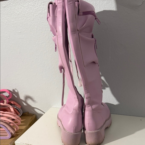 Lavender Lace-Up Knee-High Boots - Picture 6 of 6